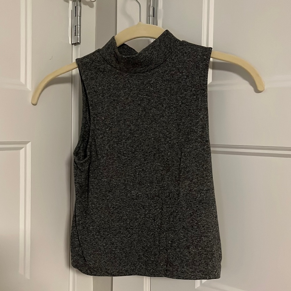 Dark grey turtle neck crop top in size small from H&M - 3rd pic shows true color